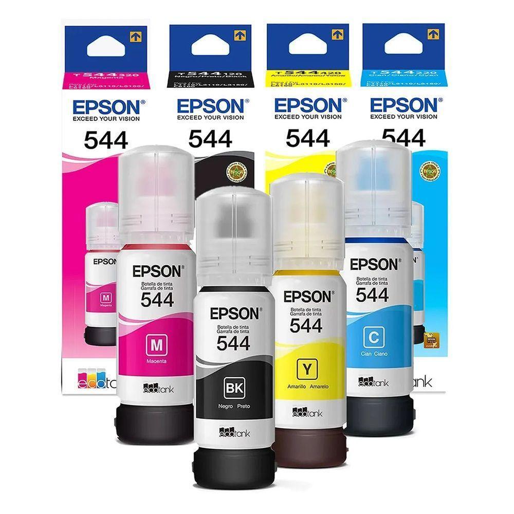 Kit 4 Tintas Epson Original 544 T544 Para Impressora L-3110 L-3150 L-3250 - Refill - 1