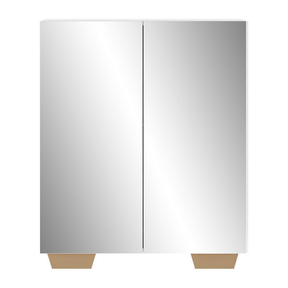 Sapateira 2 Portas Com Espelho Nina Multimóveis V6013 Branca/Natural Branco/Natural - 2