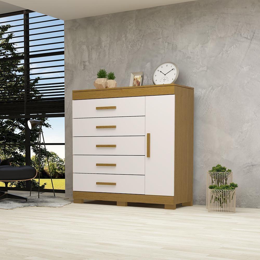 Cômoda Bahamas 5 Gavetas 100% Mdf Linhamobília Cinamomo/off White - 3