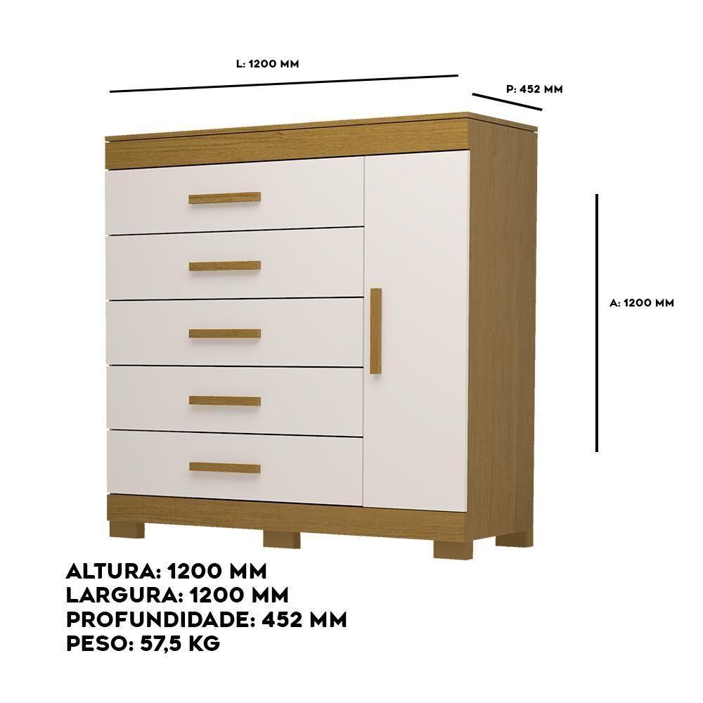 Cômoda Bahamas 5 Gavetas 100% Mdf Linhamobília Cinamomo/off White - 4