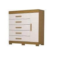 Cômoda Bahamas 5 Gavetas 100% Mdf Linhamobília Cinamomo/off White - 1
