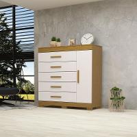 Cômoda Bahamas 5 Gavetas 100% Mdf Linhamobília Cinamomo/off White - 3
