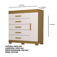 Cômoda Bahamas 5 Gavetas 100% Mdf Linhamobília Cinamomo/off White