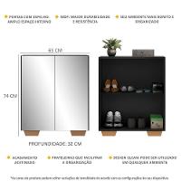 Sapateira 2 Portas Com Espelho Nina Multimóveis V6013 Preta/Natural Preto/Natural - 5