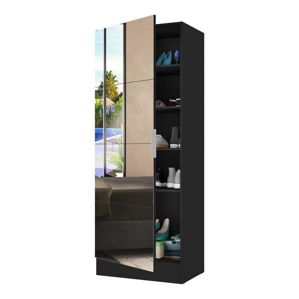 Sapateira 1 Porta Com Espelho Jade Plus Multimóveis V6007 Preta Preto - 1