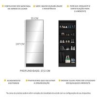 Sapateira 1 Porta Com Espelho Jade Plus Multimóveis V6007 Preta Preto - 5