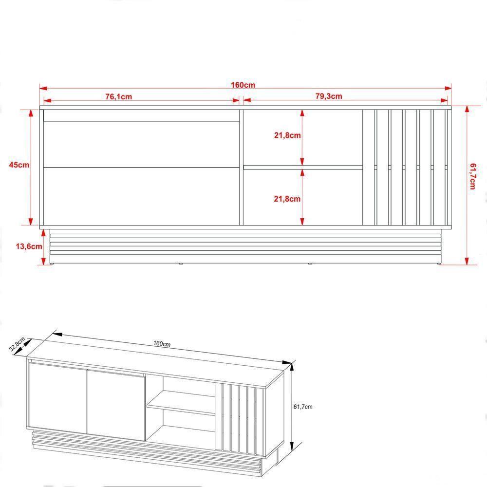 Rack Tv 64" Com 2 Portas Multimóveis Cr45113 Natural/Palha - 4