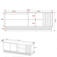 Rack Tv 64" Com 2 Portas Multimóveis Cr45113 Natural/Palha