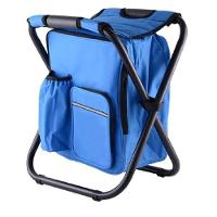 Banqueta Cadeira Mochila Dobravel Bolsa Semi Termica Banqueta Portatil 2 Em 1 Camping Pesca Azul - 6