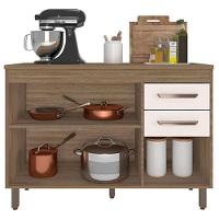 Balcão De Cozinha 3 Portas 2 Gavetas 120cm Flex Com Tampo Carvalho Oak Off White - Poliman - 2