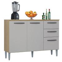 Balcão 507 3 Portas E 2 Gavetas Com Tampo Damasco Off White - Poquema - 1