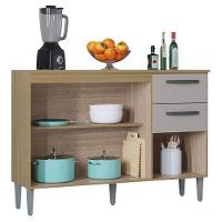 Balcão 507 3 Portas E 2 Gavetas Com Tampo Damasco Off White - Poquema - 3