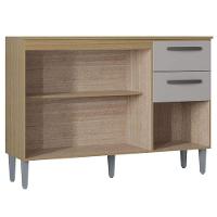 Balcão 507 3 Portas E 2 Gavetas Com Tampo Damasco Off White - Poquema