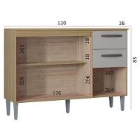 Balcão 507 3 Portas E 2 Gavetas Com Tampo Damasco Off White - Poquema - 5