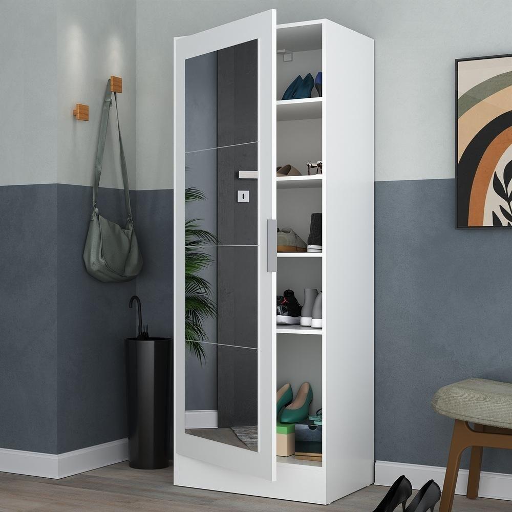 Sapateira 1 Porta Com Espelho Jade Multimóveis V6006 Branca Branco - 6