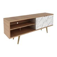 Rack Tv 55" Retrô Com 2 Portas Multimóveis Cr45204 Amêndoa/mármore Branco Amêndoa/mármore Branco - 3