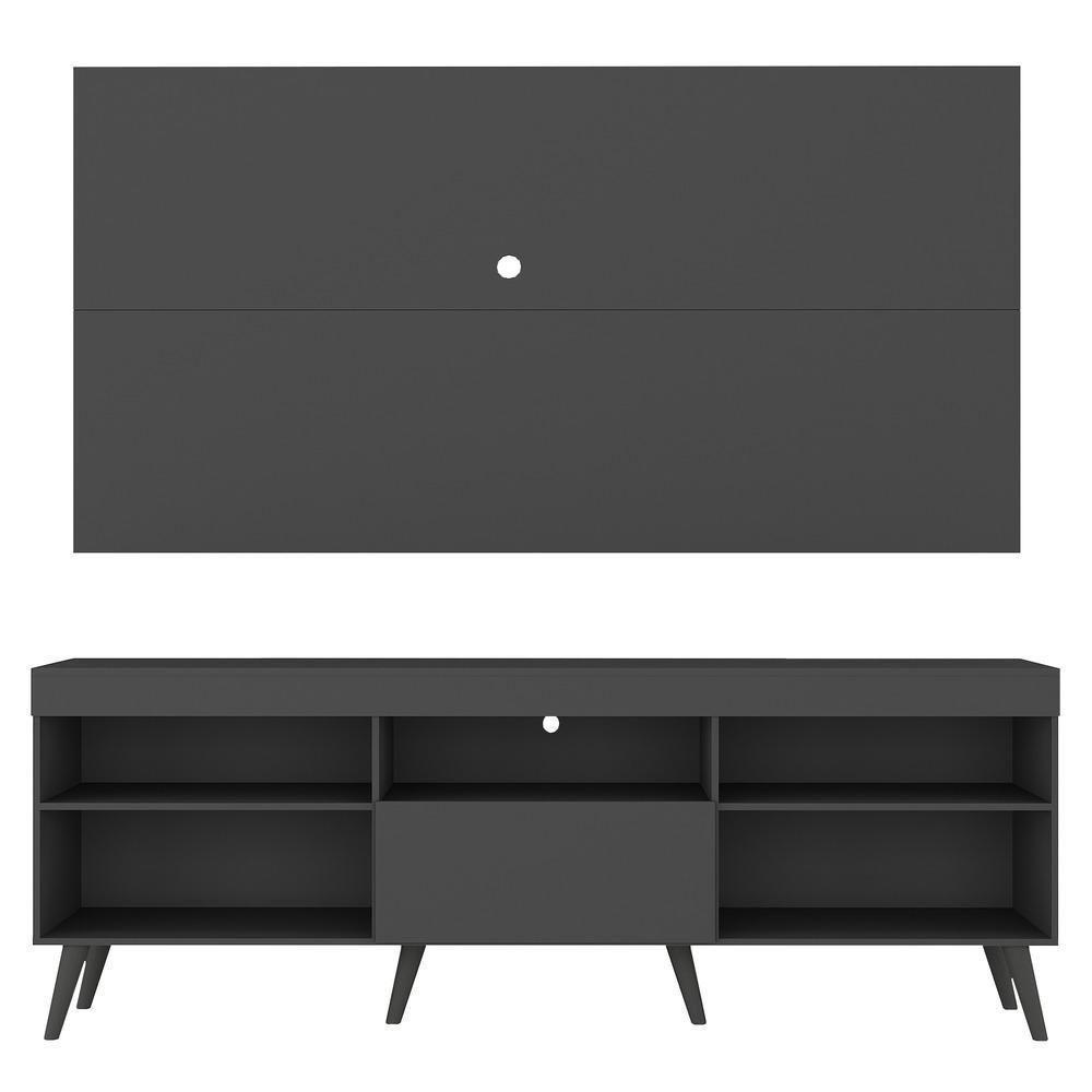 Rack Com Painel E Suporte Tv 65" Retrô Flórida Up Multimóveis Mp1043 Preto - 2