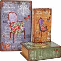 Kit 3 Cofre Livro Falso Decorativo Fake Porta Objetos Madeira Documentos Estilo Antigo Secreto Caixa - 1