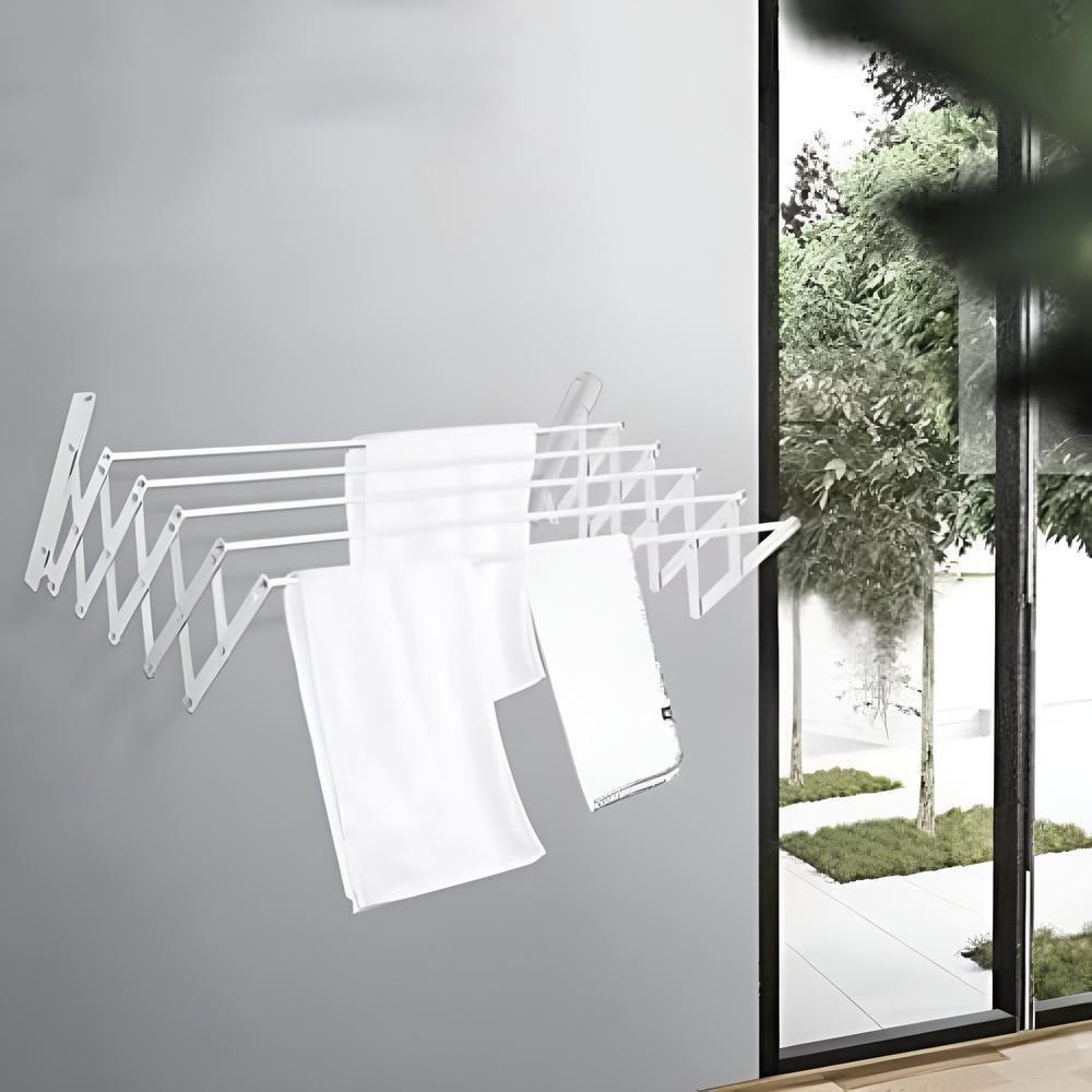 Varal Parede Sanfonado Retratil Suporte Roupas Toalha Multiuso Lavanderia Apartamento Reforçado - 4