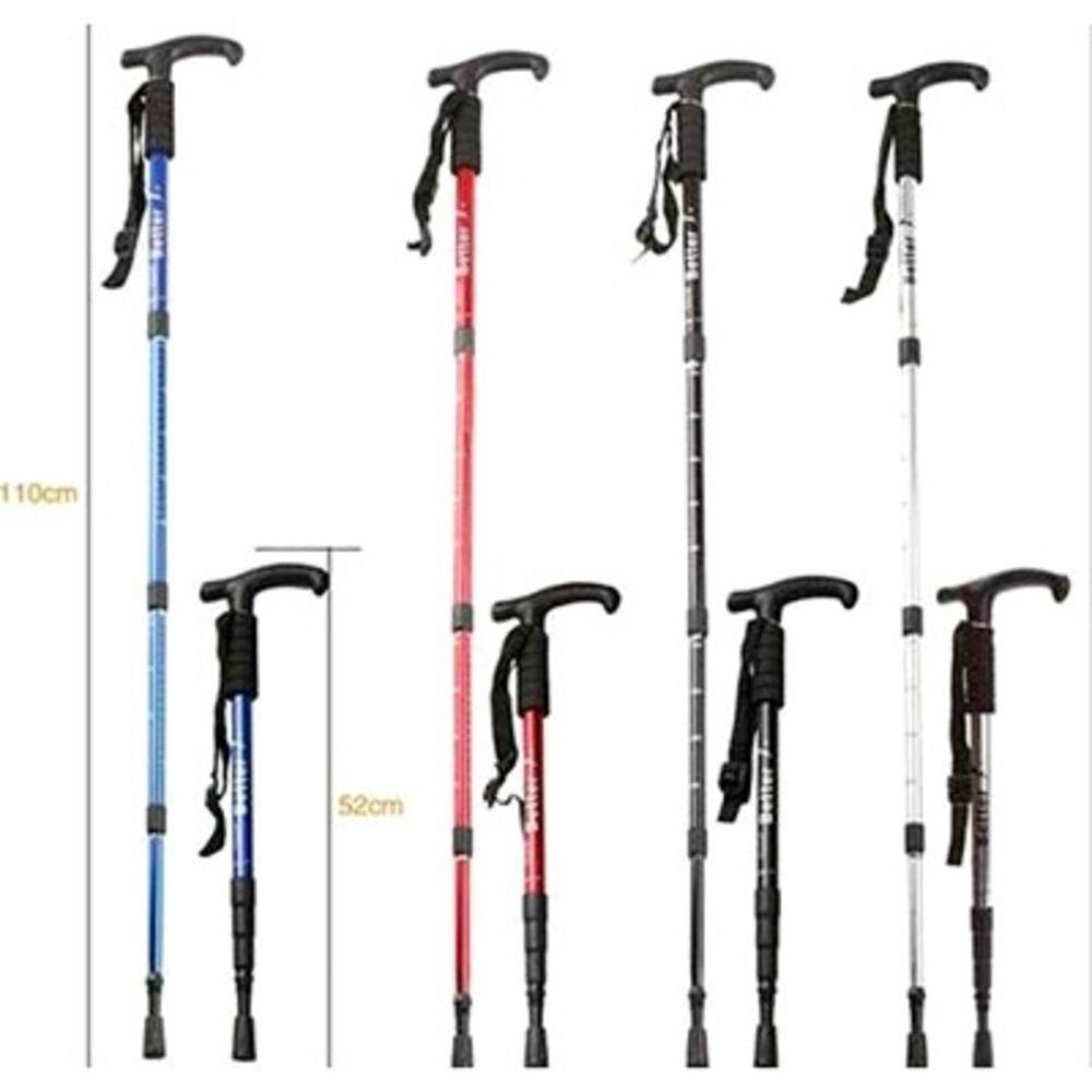 Bengala Retratil Bastao Idoso Caminhada Trilha Ajustavel Aluminio 110cm Multifuncional Escalada - 3
