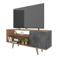 Rack Tv 42" Retrô Com 1 Porta Multimóveis Cr45205 Amêndoa/mármore Lunar Amêndoa/mármore Lunar - 1