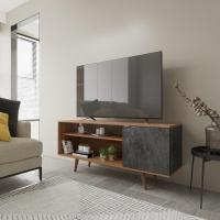 Rack Tv 42" Retrô Com 1 Porta Multimóveis Cr45205 Amêndoa/mármore Lunar Amêndoa/mármore Lunar - 2