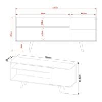 Rack Tv 42" Retrô Com 1 Porta Multimóveis Cr45205 Amêndoa/mármore Branco Amêndoa/mármore Branco - 3