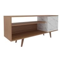 Rack Tv 42" Retrô Com 1 Porta Multimóveis Cr45205 Amêndoa/mármore Branco Amêndoa/mármore Branco