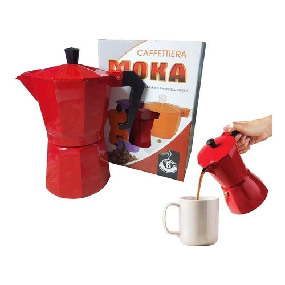 Cafeteira Italiana Vermelha 6 Xicaras Moka Grande Cafe Expresso Cafezinho Manual Premium Grande - 2
