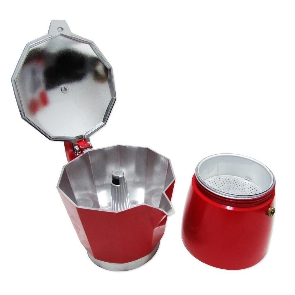 Cafeteira Italiana Vermelha 6 Xicaras Moka Grande Cafe Expresso Cafezinho Manual Premium Grande - 4