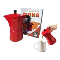 Cafeteira Italiana Vermelha 6 Xicaras Moka Grande Cafe Expresso Cafezinho Manual Premium Grande - 2