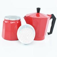 Cafeteira Italiana Vermelha 6 Xicaras Moka Grande Cafe Expresso Cafezinho Manual Premium Grande - 6