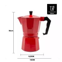 Cafeteira Italiana Vermelha 6 Xicaras Moka Grande Cafe Expresso Cafezinho Manual Premium Grande - 7