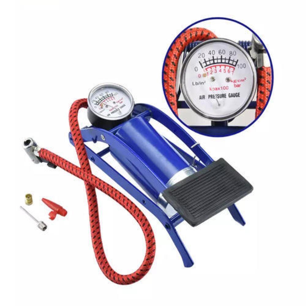 Bomba Ar Alta Pressao Pedal Manometro Encher Pneu Bola Boia Colchao Inflavel Bike Bicicleta Moto - 1