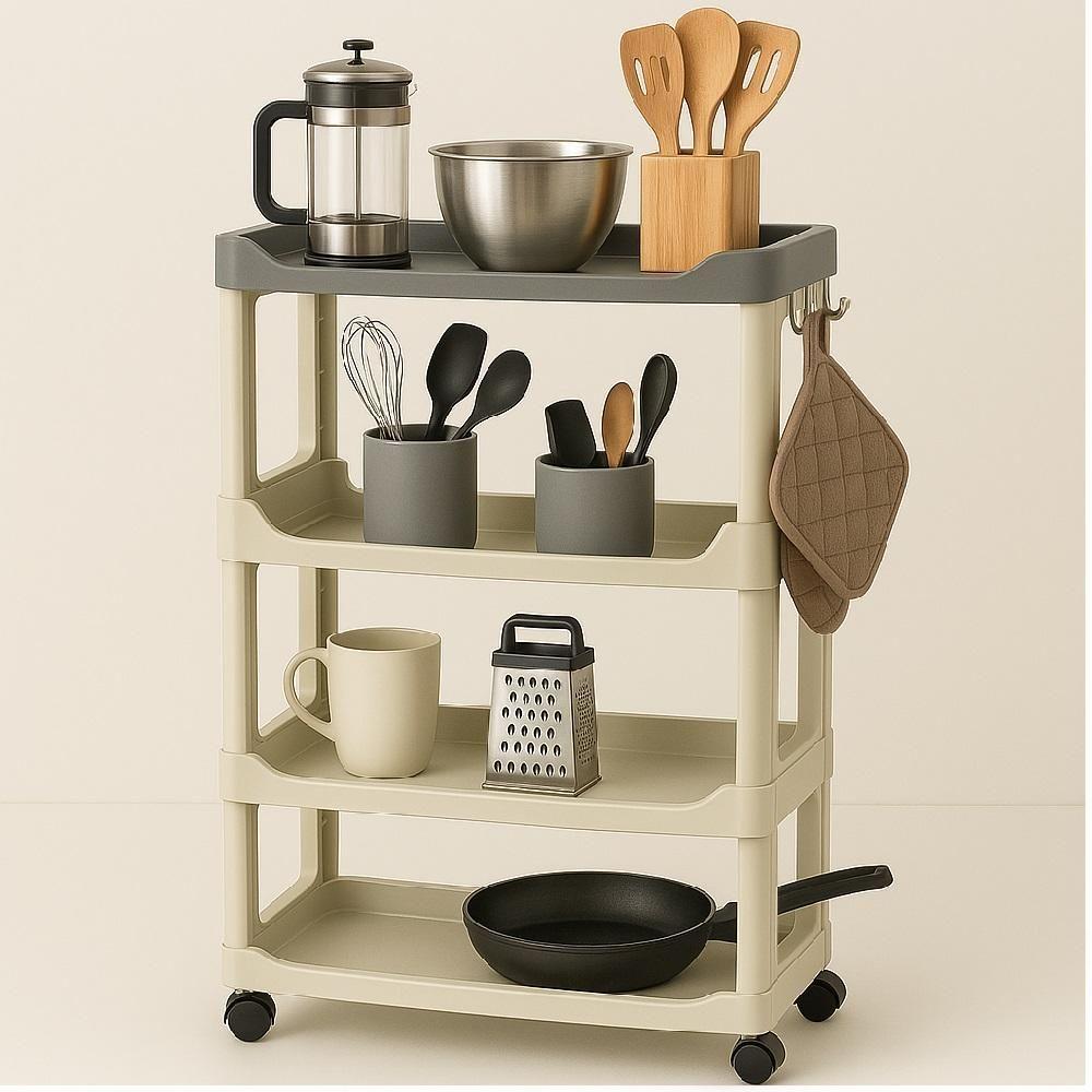 Carrinho Organizador 4 Prateleiras Multiuso Canto Auxiliar Manicure Brinquedos Cozinha Fruteira - 2