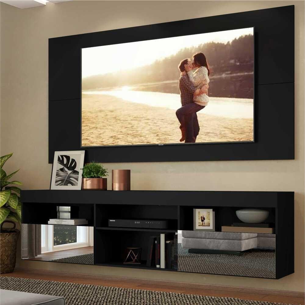 Rack Suspenso Com Espelho E Painel Para Tv Até 65´´ Flórida Fg3322 Preto - 4