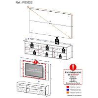 Rack Suspenso Com Espelho E Painel Para Tv Até 65´´ Flórida Fg3322 Preto - 3