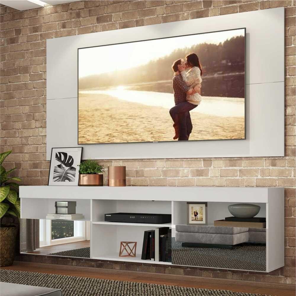 Rack Suspenso Com Espelho E Painel Para Tv Até 65´´ Flórida Fg3322 Branco - 5