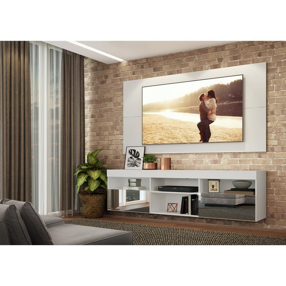 Rack Suspenso Com Espelho E Painel Para Tv Até 65´´ Flórida Fg3322 Branco - 8