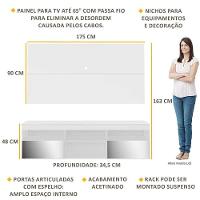 Rack Suspenso Com Espelho E Painel Para Tv Até 65´´ Flórida Fg3322 Branco - 7