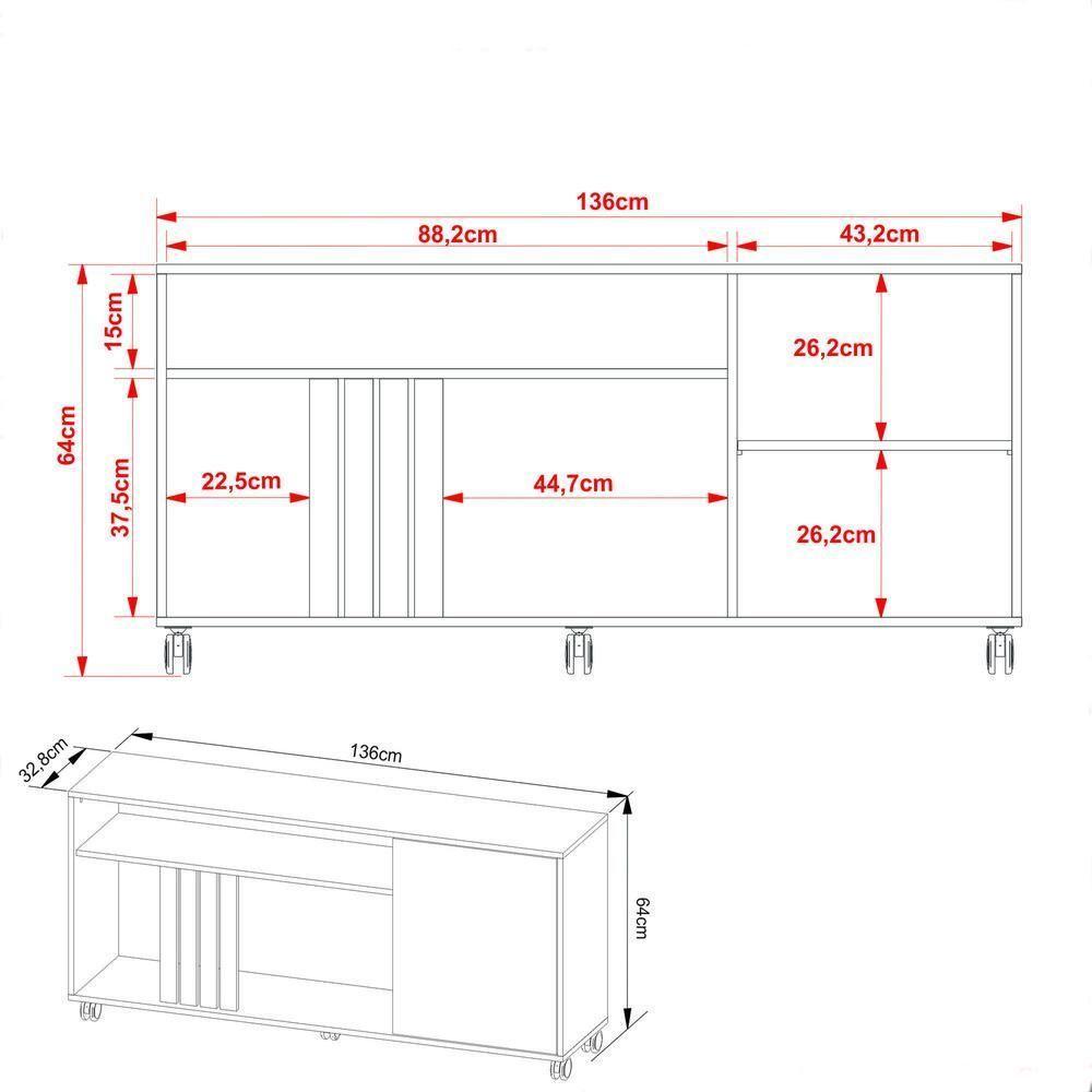Rack Tv 42" Com 1 Porta Multimóveis Cr45114 Natural/Palha - 4