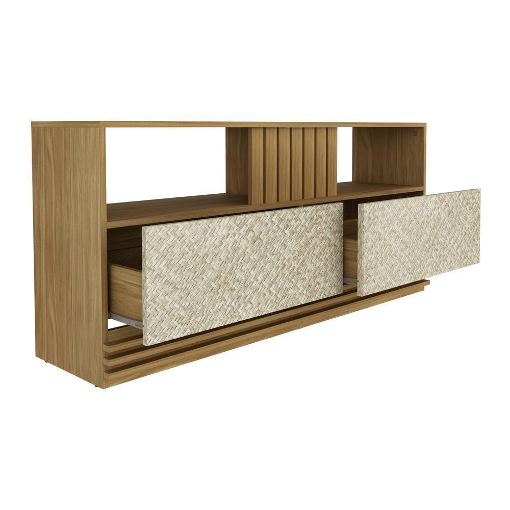 Rack Tv 42" Com 2 Gavetas Multimóveis Cr45112 Natural/Palha - 2