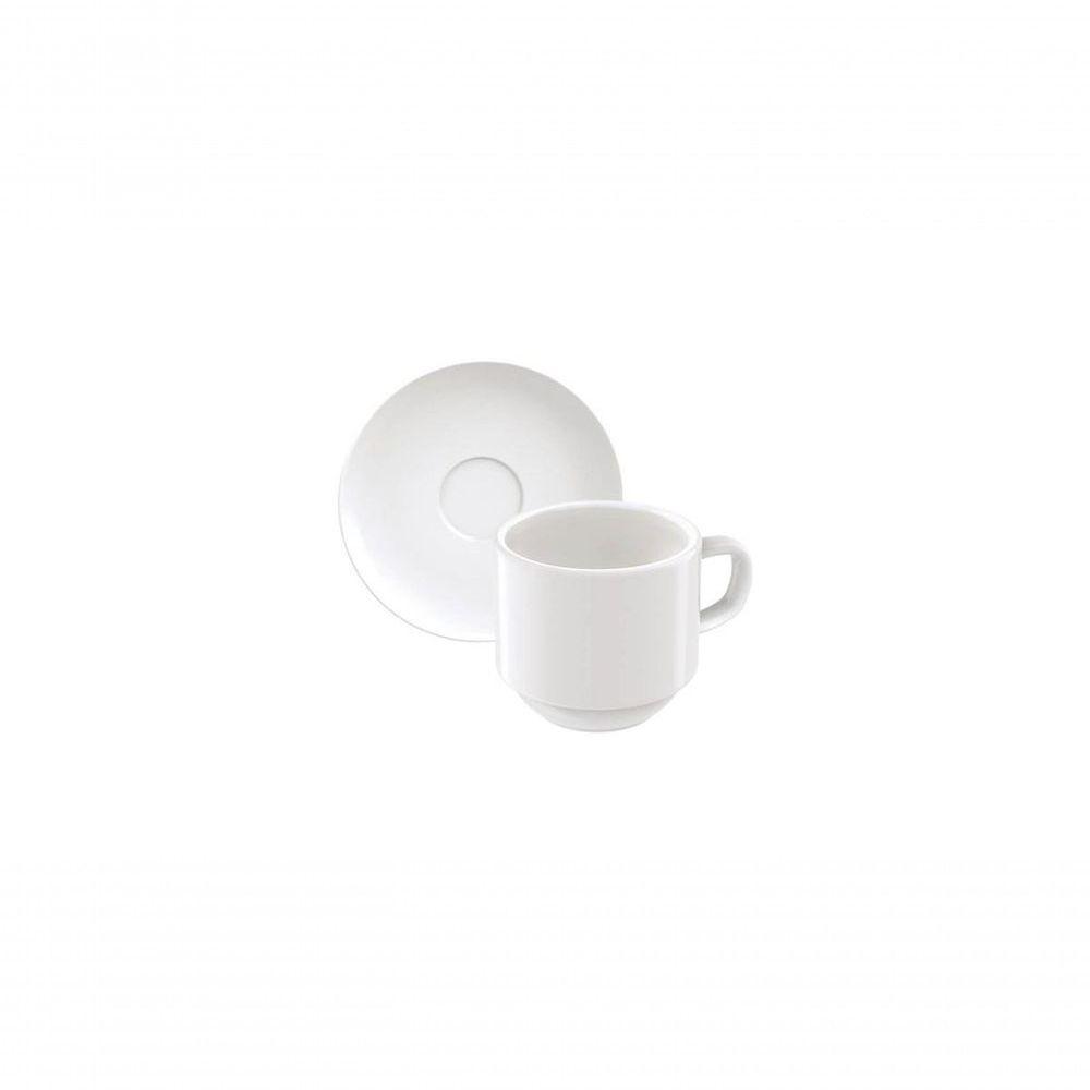 Conjunto Xícara E Pires De Café Tramontina Paola Em Porcelana 100ml 2 Peças - 1