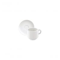 Conjunto Xícara E Pires De Café Tramontina Paola Em Porcelana 100ml 2 Peças - 1