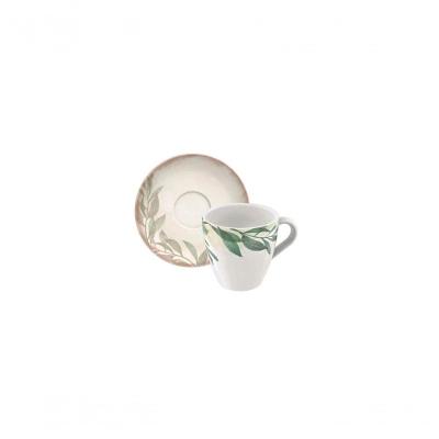 Conjunto Xícara E Pires De Chá Tramontina Natur Em Porcelana 200ml 2 Peças