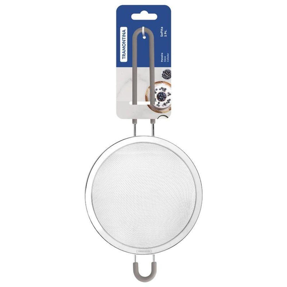 Peneira Tramontina Softta Cinza Em Aço Inox Com Cabo De Polipropileno 16cm - 4