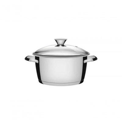 Caçarola Funda Tramontina Allegra Aço Inox E Tampa De Vidro 20cm