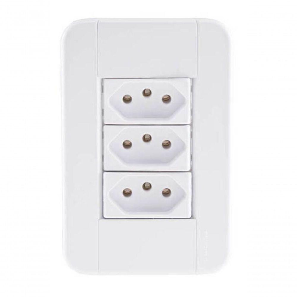Conjunto 4x2 3 Tomadas 2p+t 10 A 250 V Tramontina Tablet Branco - 1