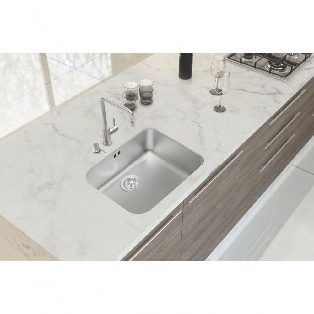 Cuba De Embutir Tramontina Dora 50 Bl R6 Em Inox Acabamento Escovado Com Válvula 50x40 Cm - 2