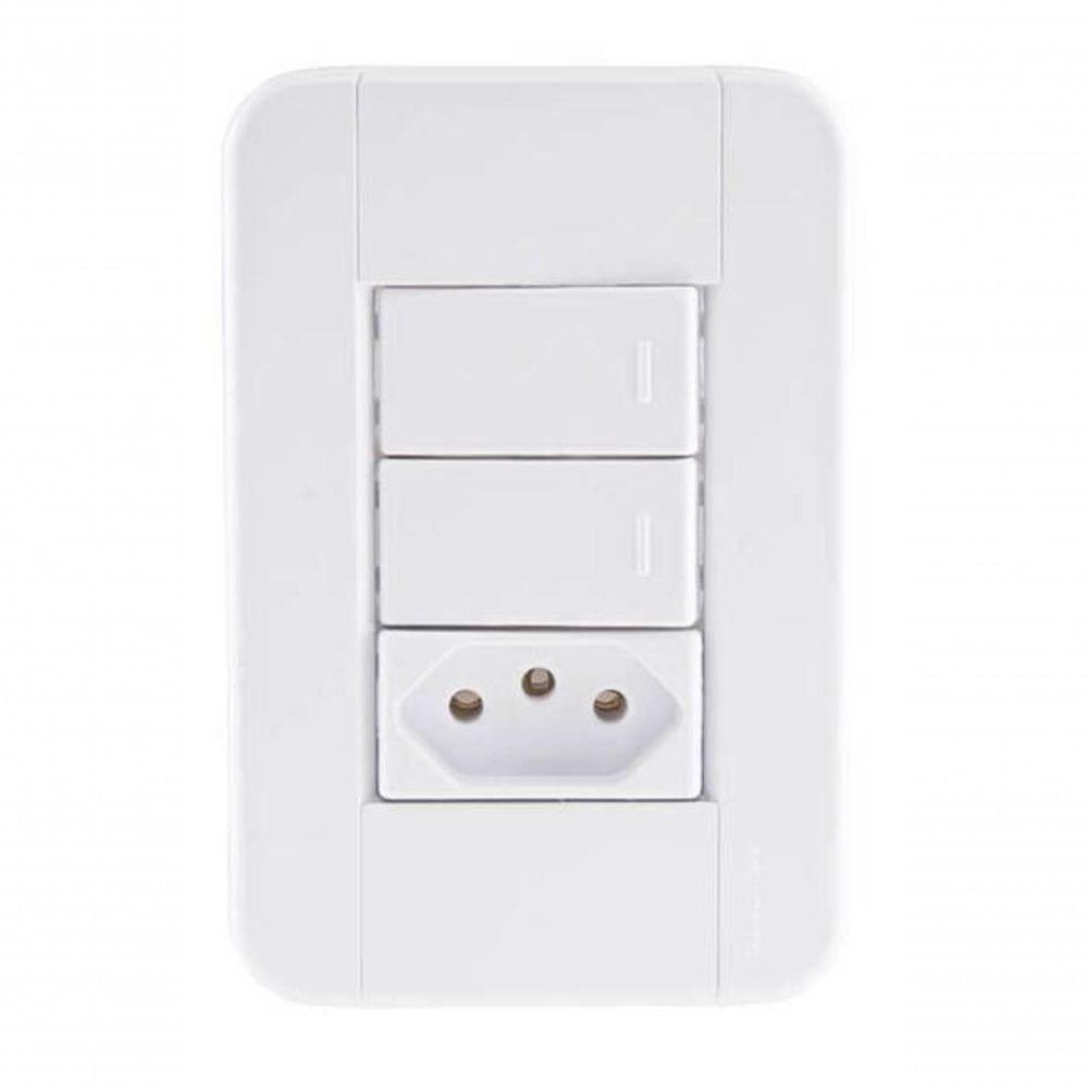 Conjunto 4x2 2 Interruptores Simples 10 A 250 V 1 Tomada 2p+t 20 A 250 V Tramontina Tablet - 1